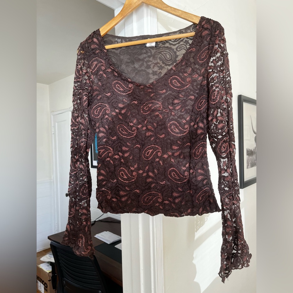 SALE!! Vintage 90s INC Lace Paisley Top  size Large